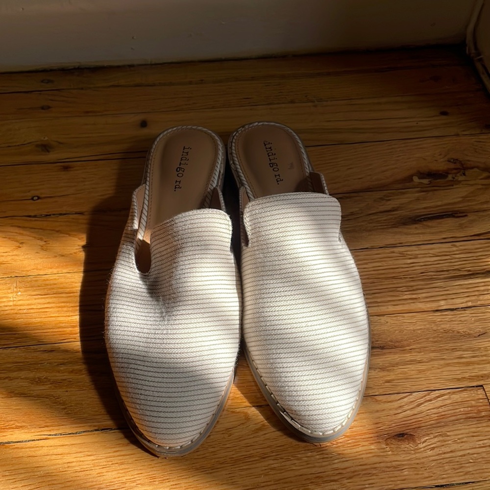 Stripes canvas mules